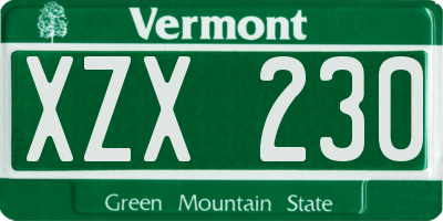 VT license plate XZX230