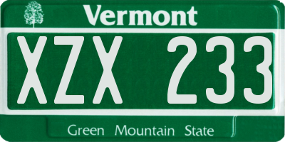 VT license plate XZX233