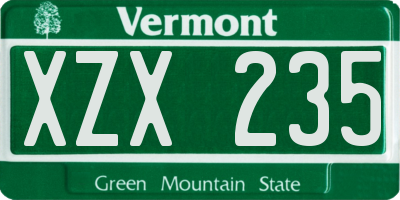 VT license plate XZX235