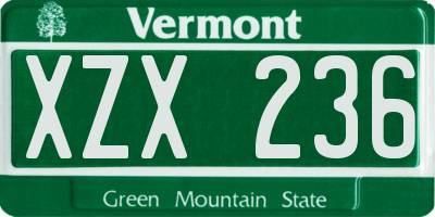 VT license plate XZX236