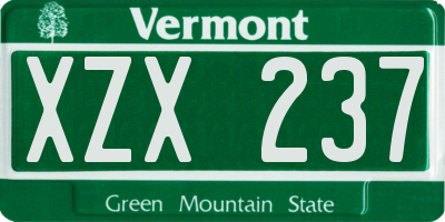 VT license plate XZX237