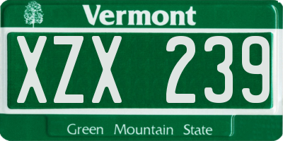 VT license plate XZX239