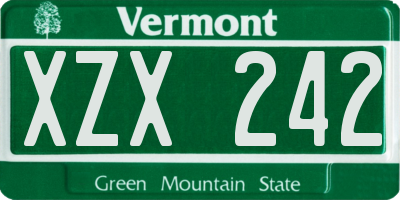 VT license plate XZX242