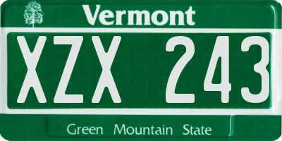 VT license plate XZX243