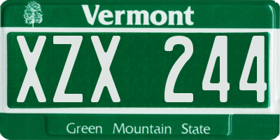 VT license plate XZX244