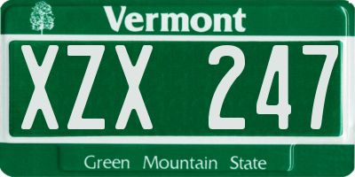 VT license plate XZX247