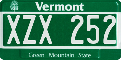 VT license plate XZX252