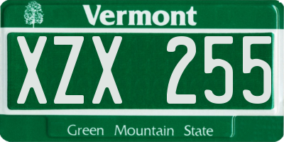 VT license plate XZX255