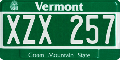 VT license plate XZX257