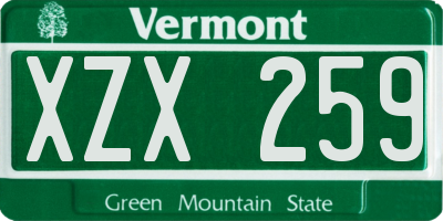 VT license plate XZX259