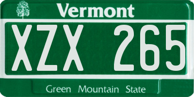 VT license plate XZX265