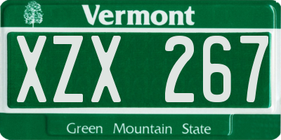 VT license plate XZX267