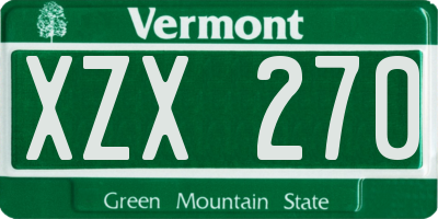 VT license plate XZX270
