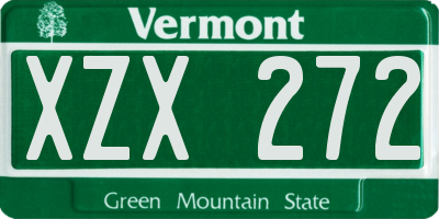 VT license plate XZX272