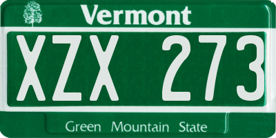 VT license plate XZX273
