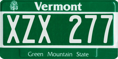 VT license plate XZX277