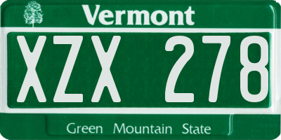 VT license plate XZX278