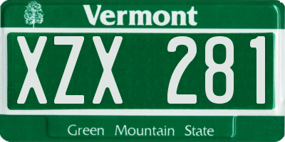 VT license plate XZX281