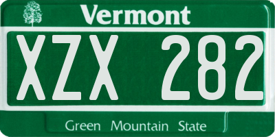 VT license plate XZX282