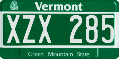 VT license plate XZX285