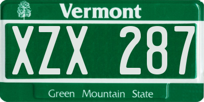 VT license plate XZX287