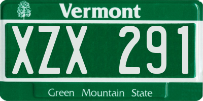VT license plate XZX291