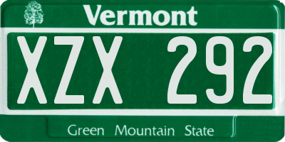 VT license plate XZX292