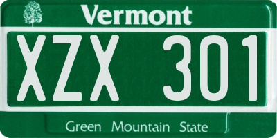 VT license plate XZX301