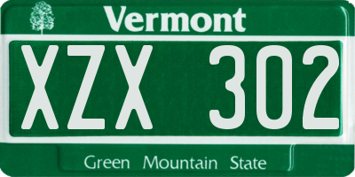 VT license plate XZX302