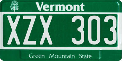 VT license plate XZX303