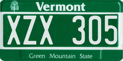 VT license plate XZX305