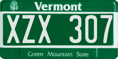 VT license plate XZX307