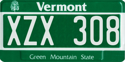 VT license plate XZX308