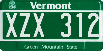 VT license plate XZX312