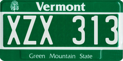 VT license plate XZX313