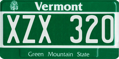 VT license plate XZX320