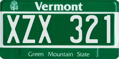 VT license plate XZX321
