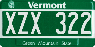 VT license plate XZX322