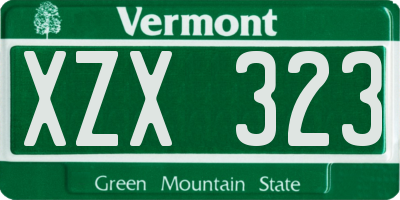 VT license plate XZX323