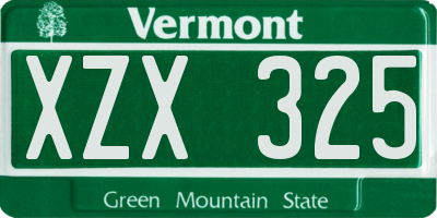 VT license plate XZX325