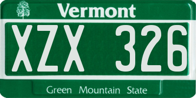 VT license plate XZX326