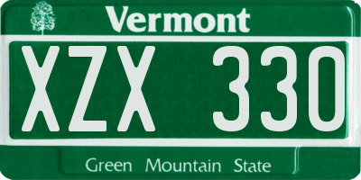 VT license plate XZX330