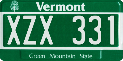 VT license plate XZX331
