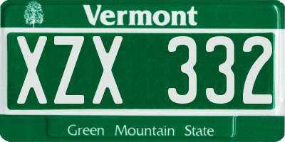 VT license plate XZX332