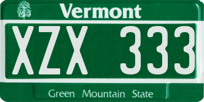 VT license plate XZX333