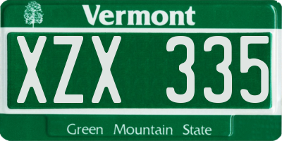 VT license plate XZX335