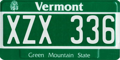 VT license plate XZX336