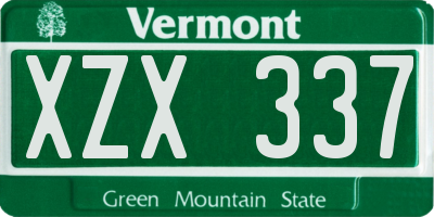 VT license plate XZX337