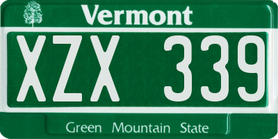 VT license plate XZX339