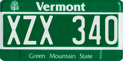 VT license plate XZX340